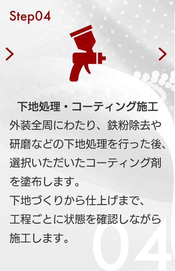 Step04　下地処理・コーティング施工